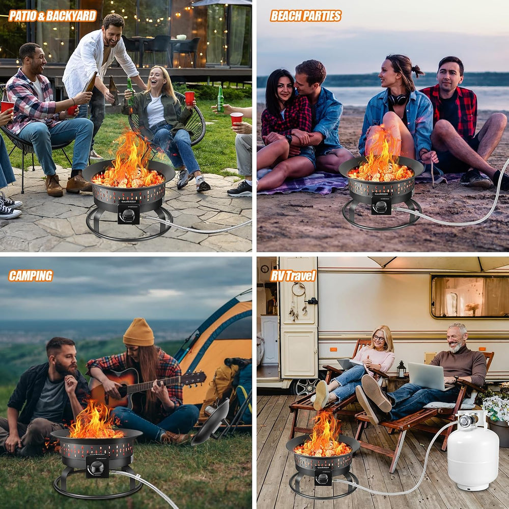 GasBRUH Outdoor Portable Propane Fire Pit, 19-Inch,60,000 BTU with Cover&...