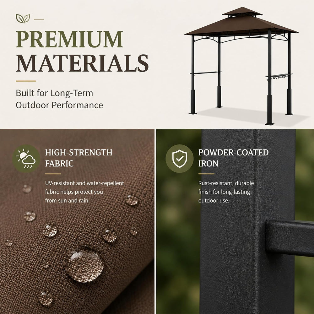 Garvee 8x5 Grill Gazebo, Outdoor BBQ Canopy Shelter with Double Tiered Roof V...