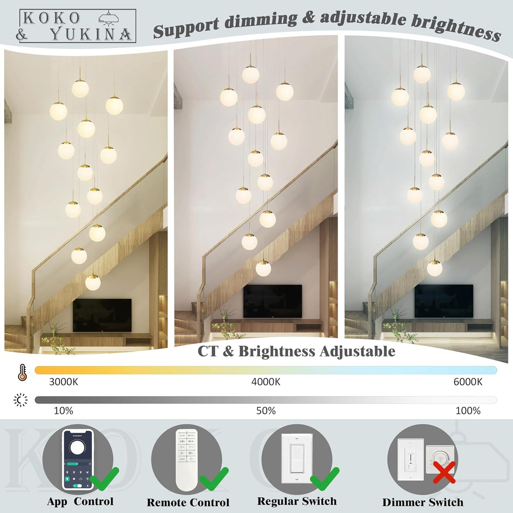 KoKo&Yukina 12-Light Gold Mid Century Modern Chandelier for Living Room S...