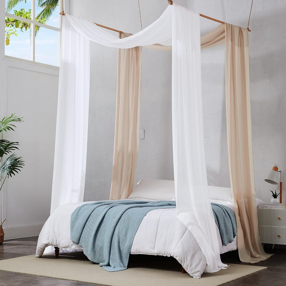 Warm Home Designs 2 216 Inch Chiffon Window Scarves. CHS White & Nude 216