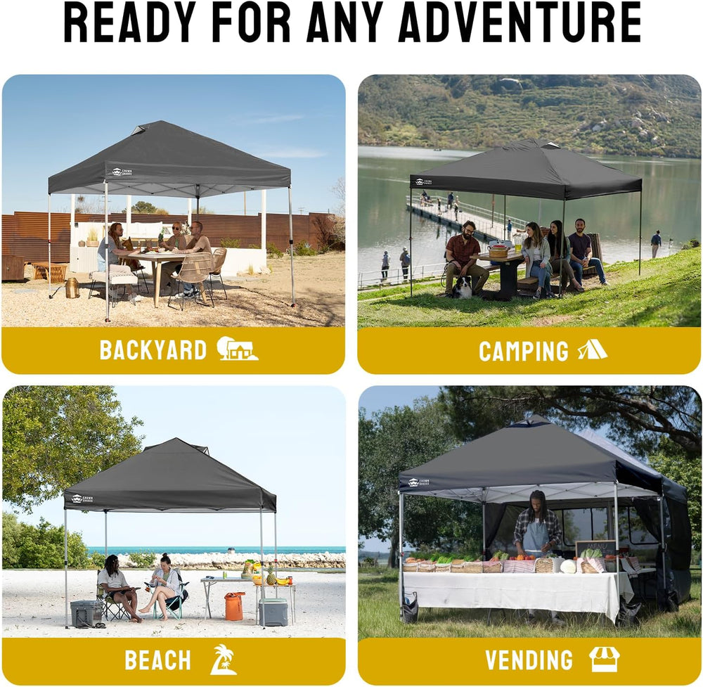 CROWN SHADES 12x12 Pop Up Canopy Tent with One Push Setup, Grid Gray