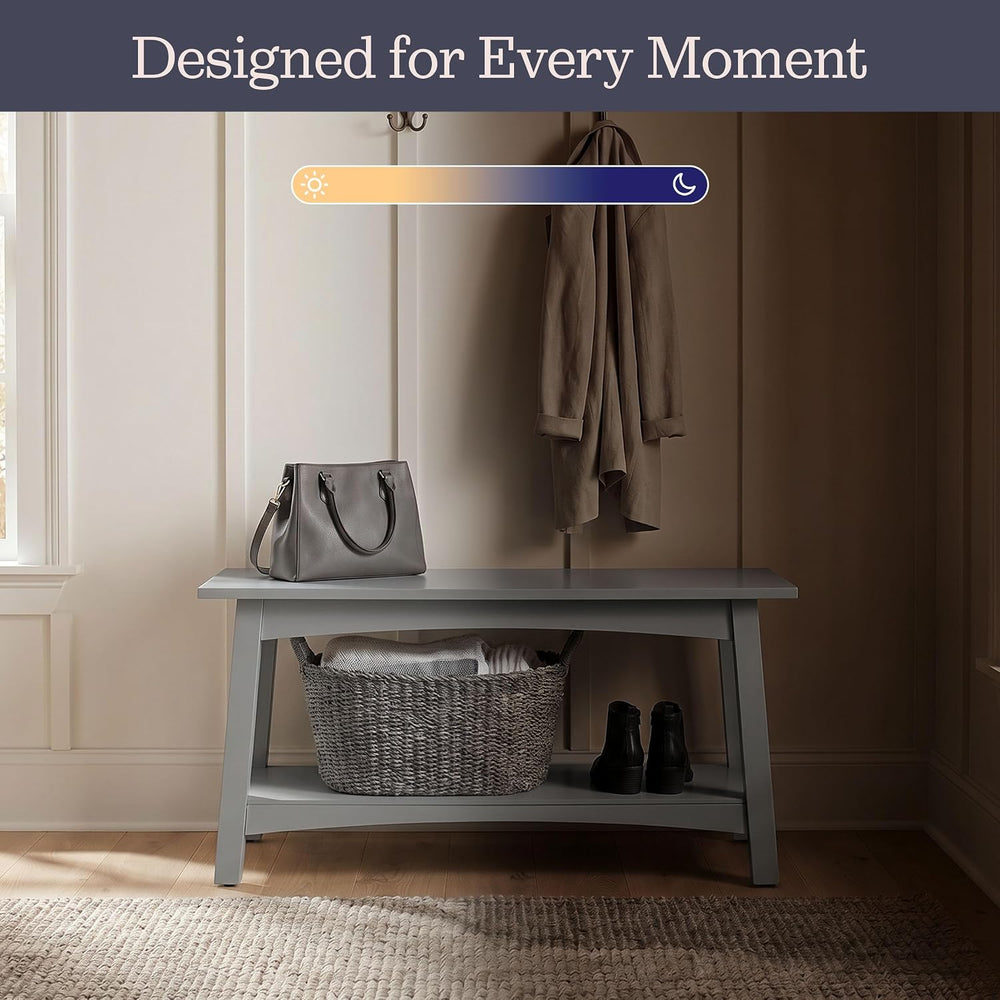 Alaterre Furniture Craftsbury Entryway Bench with Storage Shelf, Gray, 36”