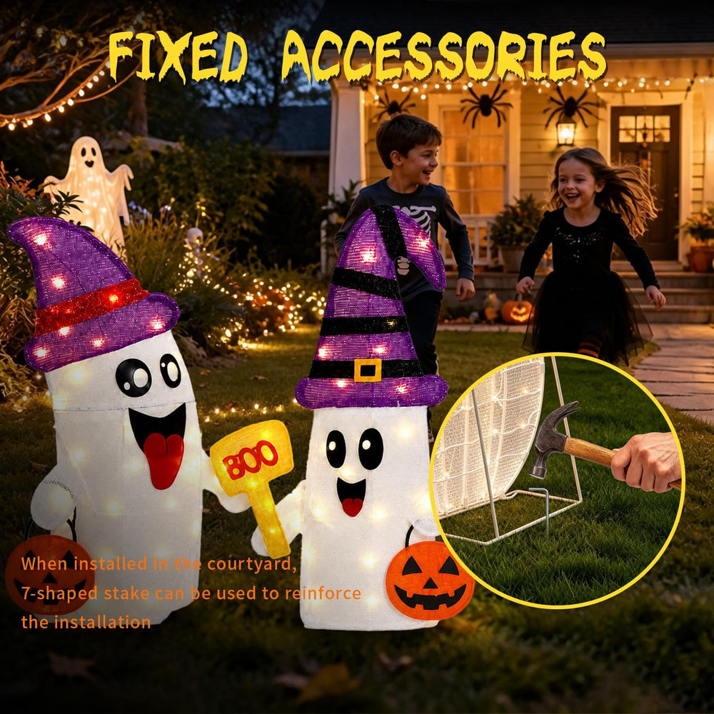 2 Pack 30Inch Halloween Decorations Outdoor Light Up Ghost Decor