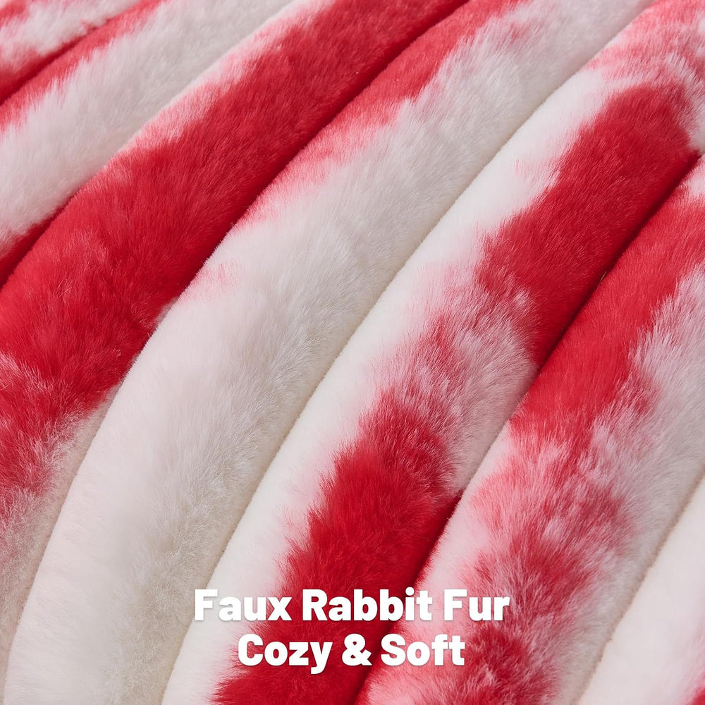 FUTEI Pack of 2 Faux Fur Throw Pillow Covers 26x26 Inch, Red White