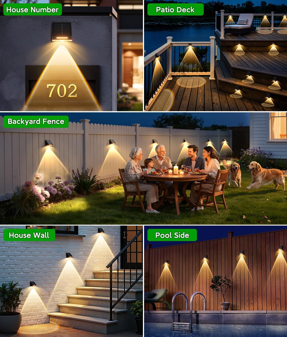 KOOPER Solar Fence Lights Outdoor Waterproof 10 Pack, Solar Fence Lights with...
