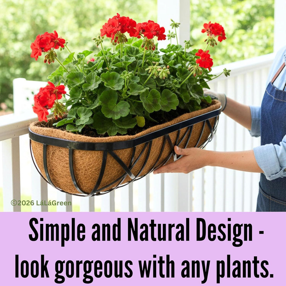 LaLaGreen 24 Inch, 2 Pack Railing Planters with Adjustable Mounting Brackets ...