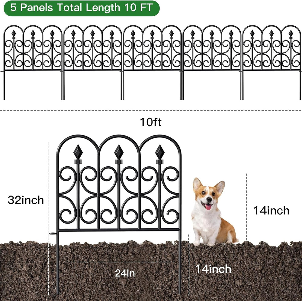 AMAGABELI GARDEN & HOME 5 Panels 32in(H)×10ft(L) Decorative Garden Fences...