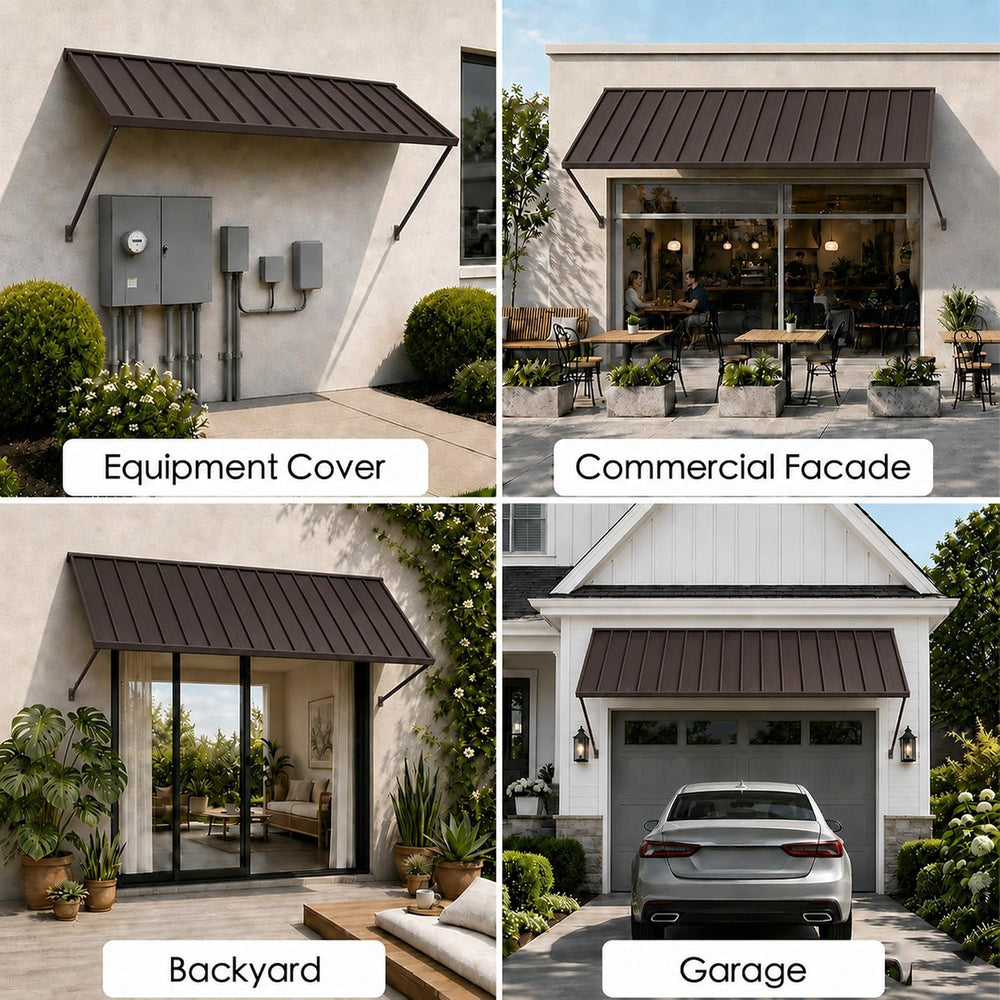 Kozyard Adjustable Window Awning Powder-Coated Iron Canopy, All-Weather Rain,...