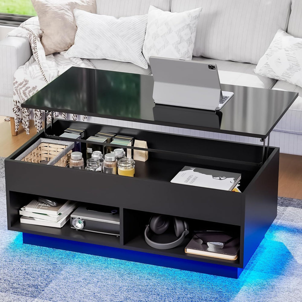 HOMMPA 40" Modern LED Coffee Table with Storage for Living Room, Lift To...