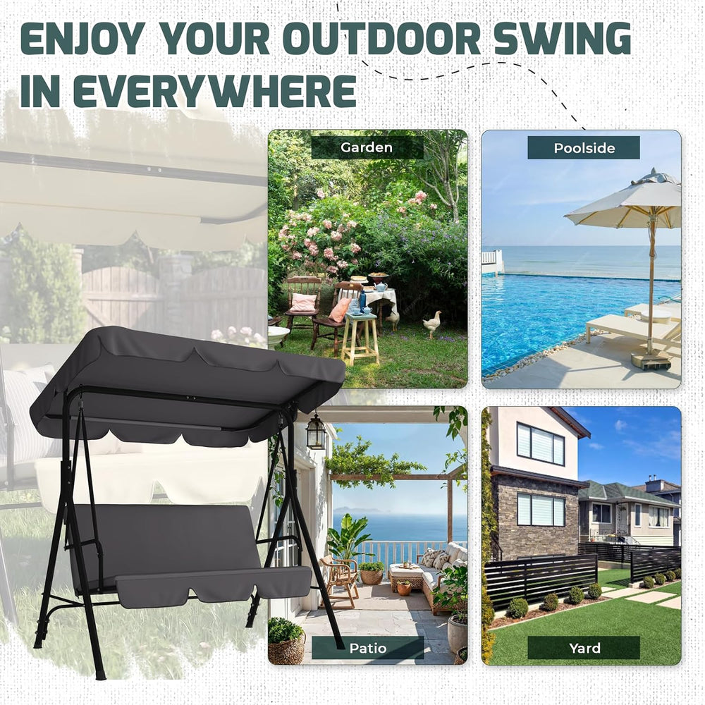 AECOJOY 3-Seat Outdoor Clearance Porch Swings for Adults, Outdoor Patio Swing...