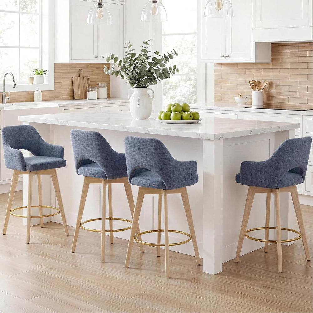 Zesthouse Swivel Counter Stools Set of 4, Wooden Counter Height Bar Stools