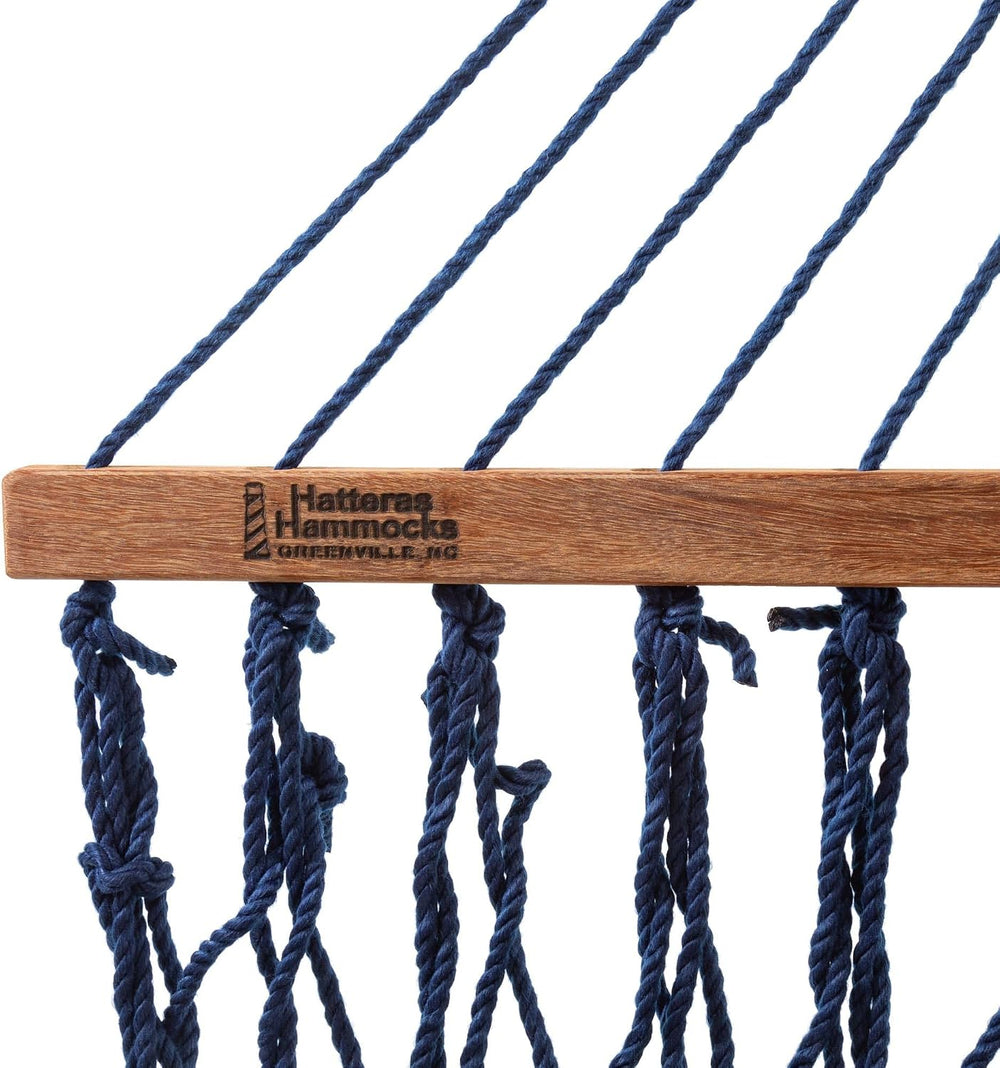 Hatteras Hammocks Executive Navy DuraCord Rope Hammock – 13 ft. x 65 in., 2-P...