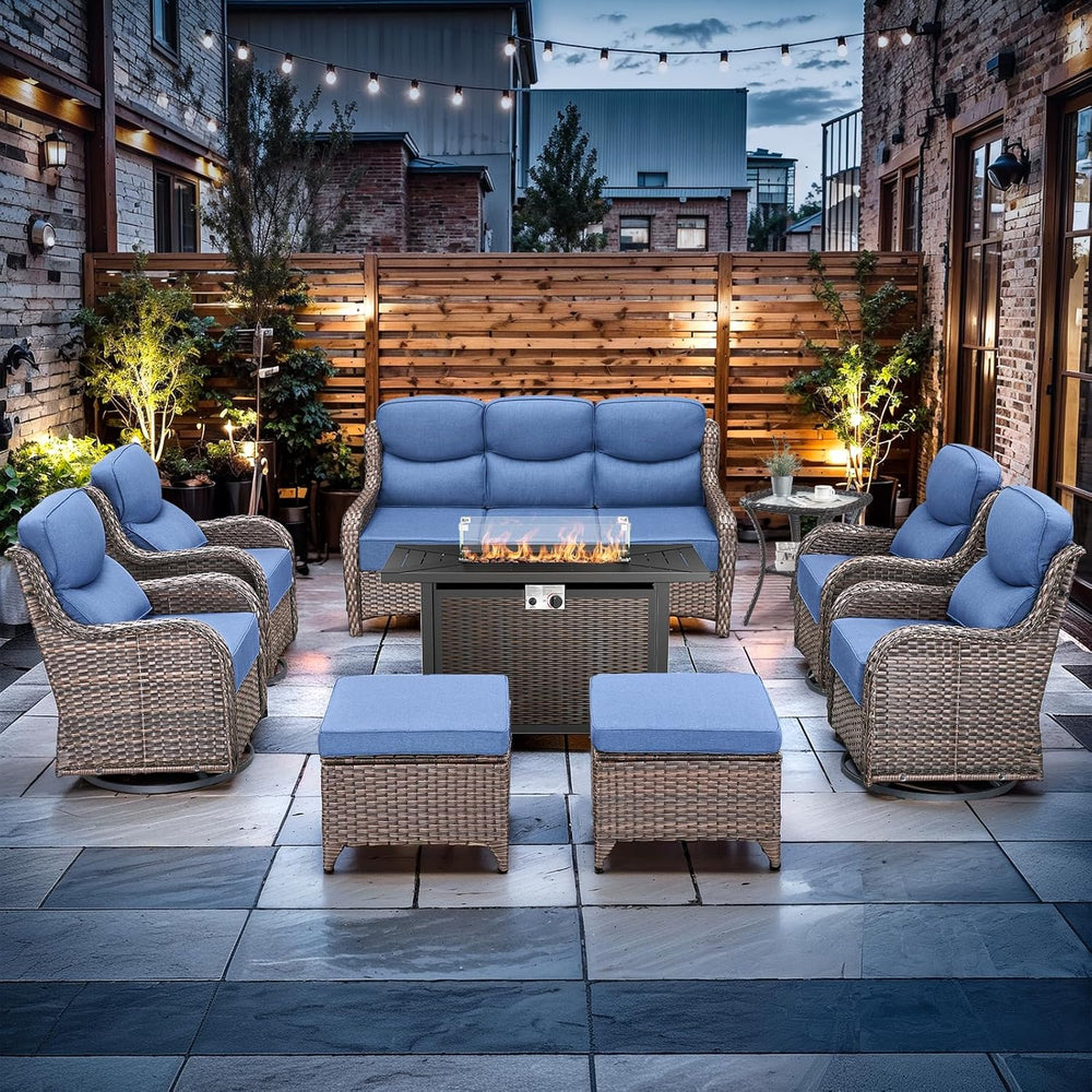 Luxury High Back Outdoor Furniture with 6-inch Extra Thick Cushions, Patio Fu...