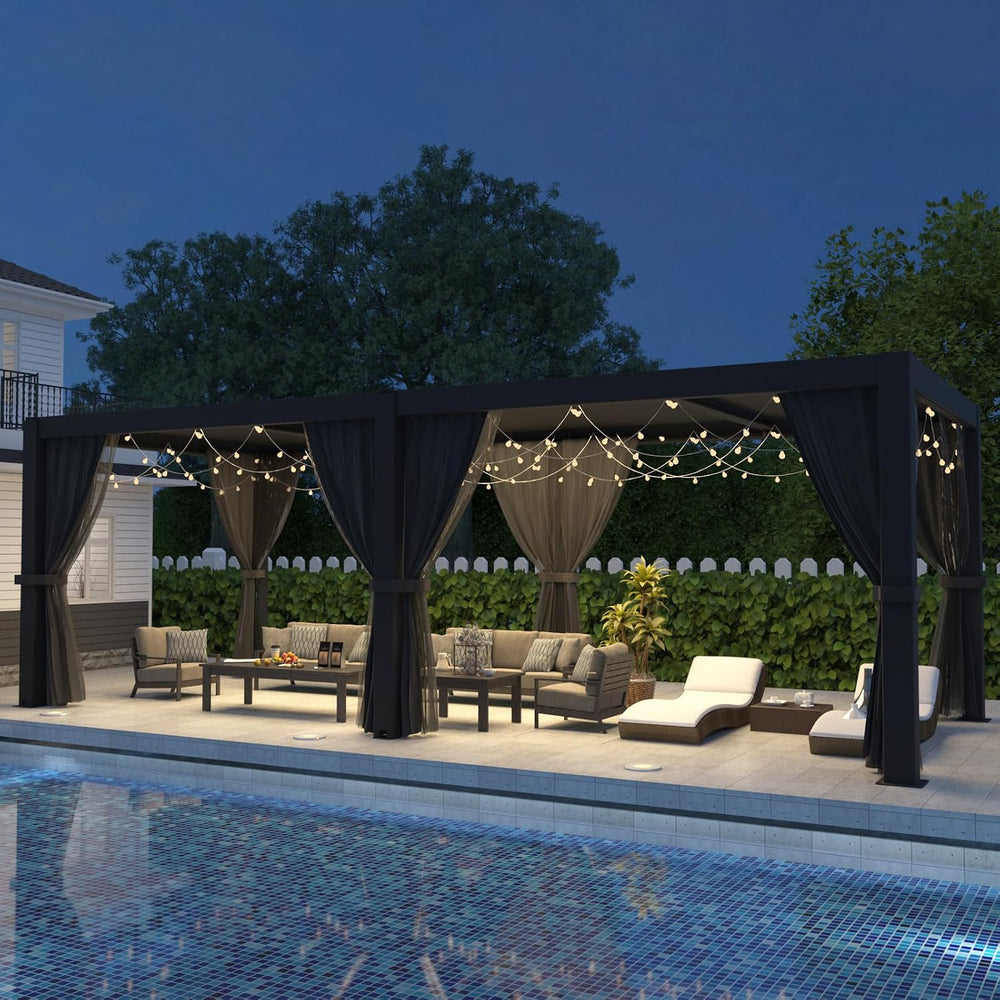 LVUYOYO Outdoor Louvered Pergola 10' x 20', Aluminum Pergola