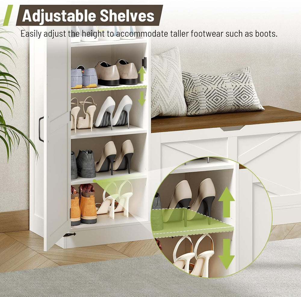 Shoe Cabinet with Bench, L-Shaped Shoe Bench, Storage Bench, Farmhouse Shoe S...