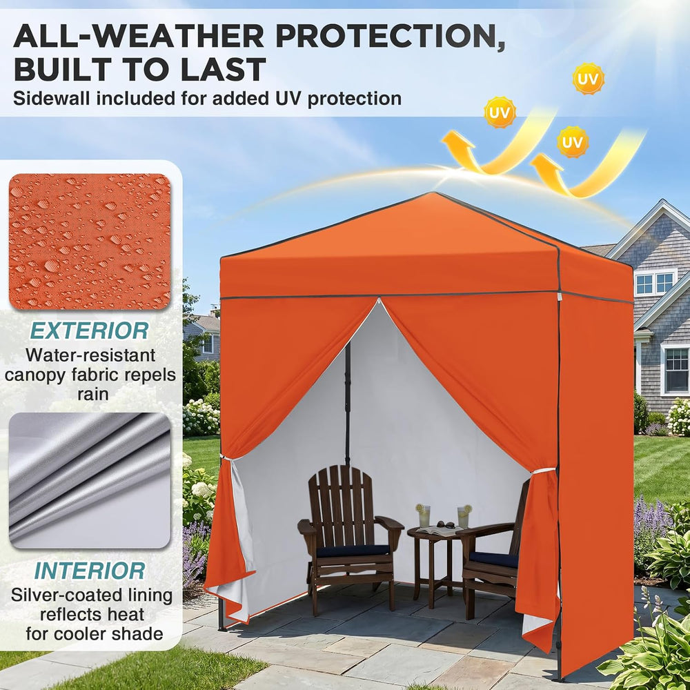EAGLE PEAK 6x4 Instant Pop Up Canopy Tent with 4 Sidewalls, Orange