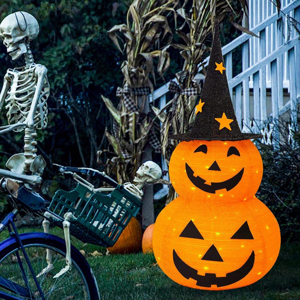 Halloween Decorations, 3 FT Pop Up Collapsible Pumpkin, Pre-Lit 50 LED Lighte...