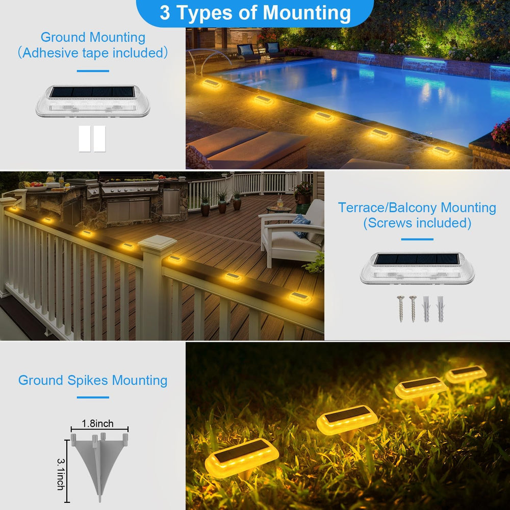 T-SUN Solar Deck Lights Outdoor Waterproof, Warm White Step Light for Porch