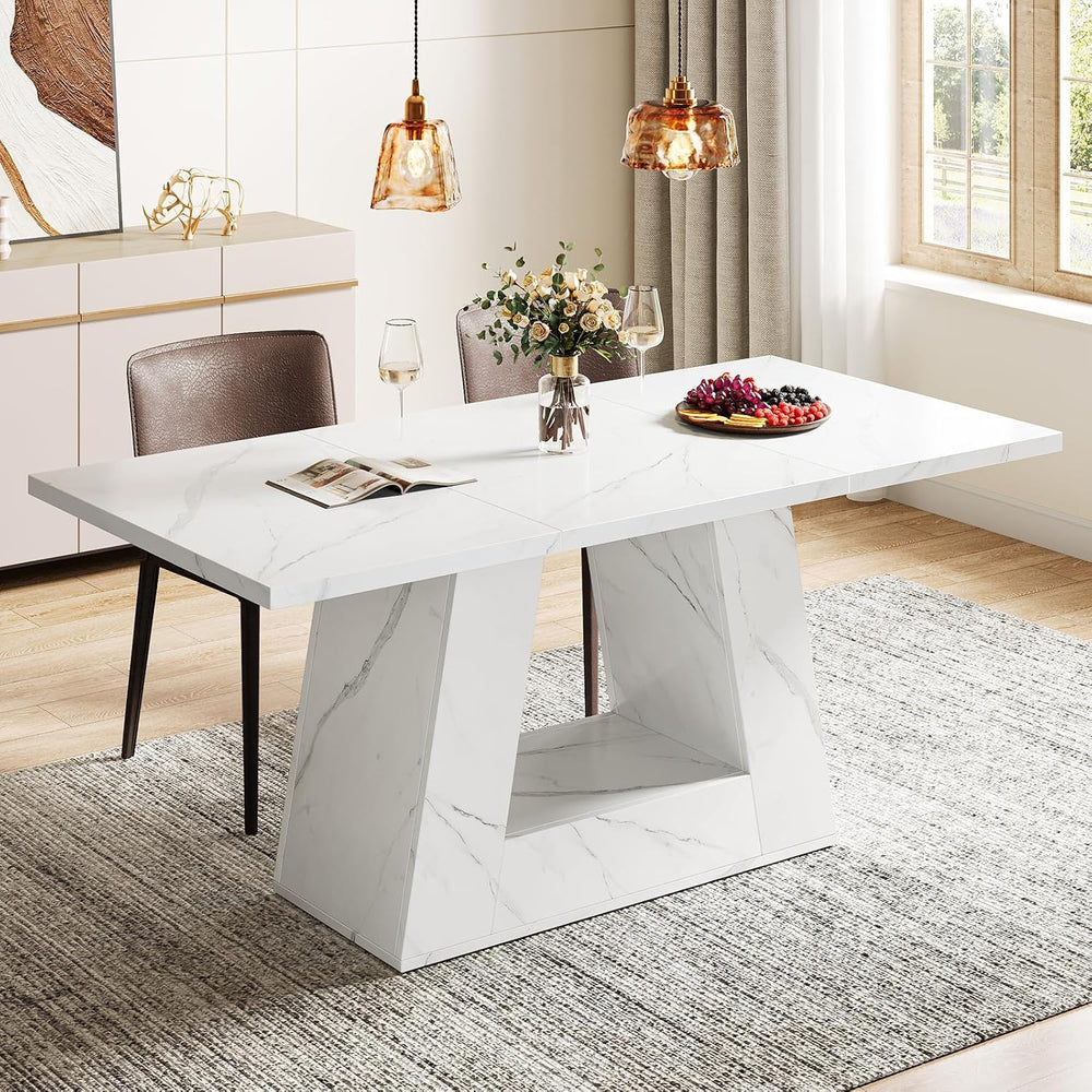 Tribesigns Dining Table for 4 to 6 People, 63" Rectangular Dining Room T...