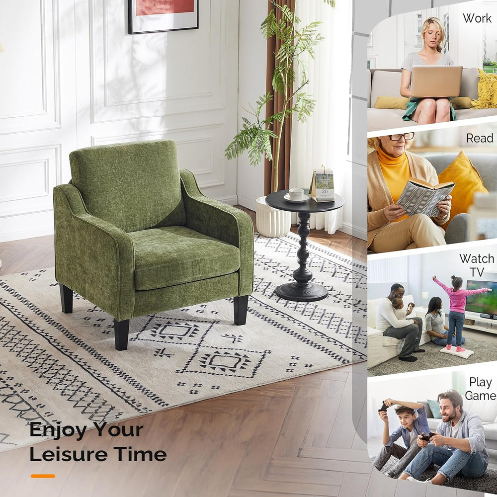 VINGLI Olive Green Accent Chair, Upholstered Armchair for Living Room