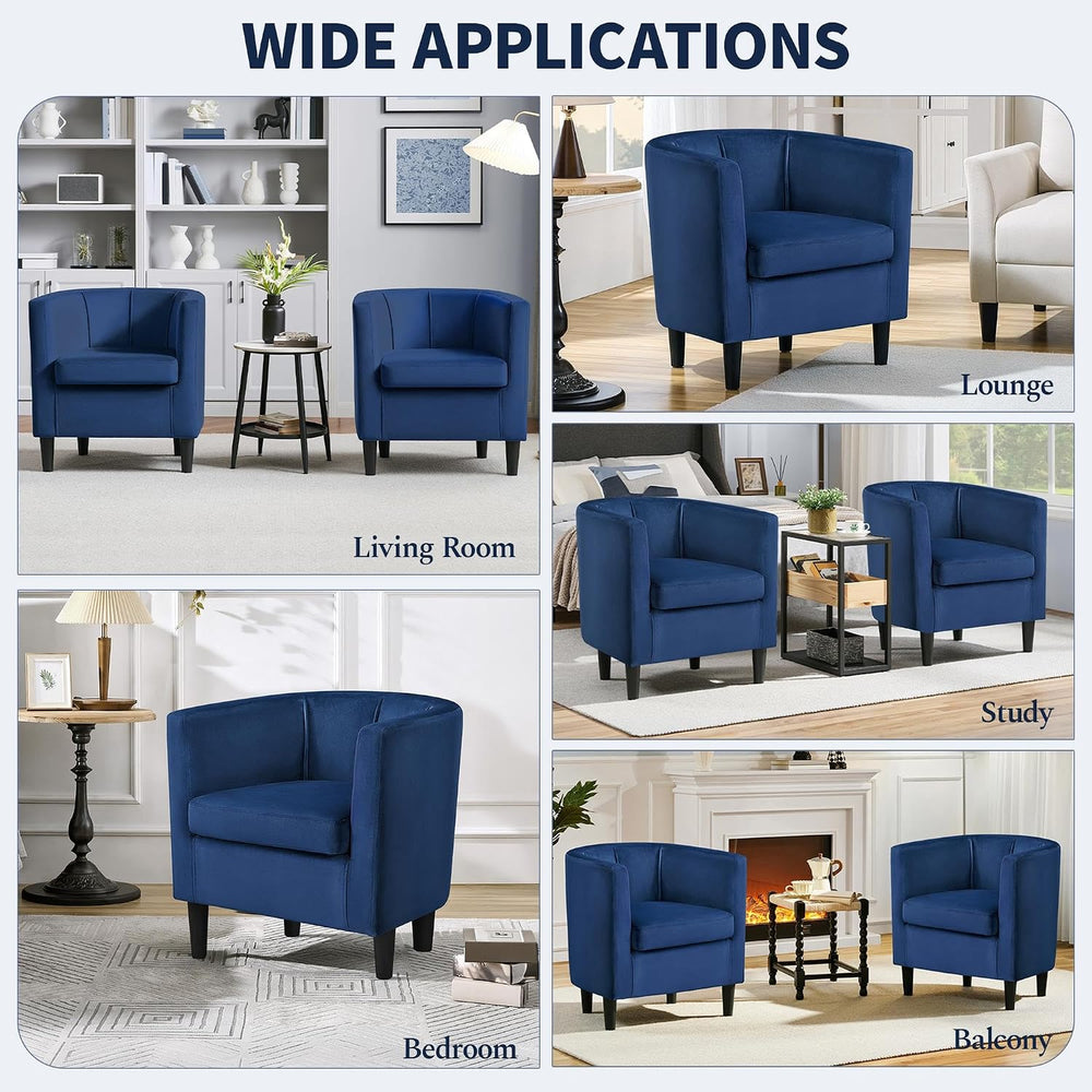 Yaheetech Barrel Accent Chair, Upholstered Modern Armchair, Blue