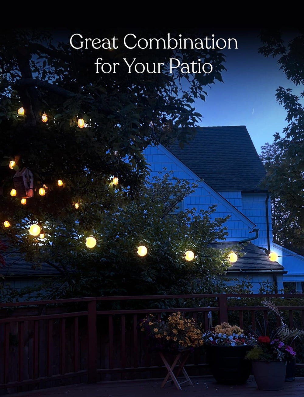 Brightech Orb Outdoor Indoor String Lights - Frosted Lantern LED String with ...