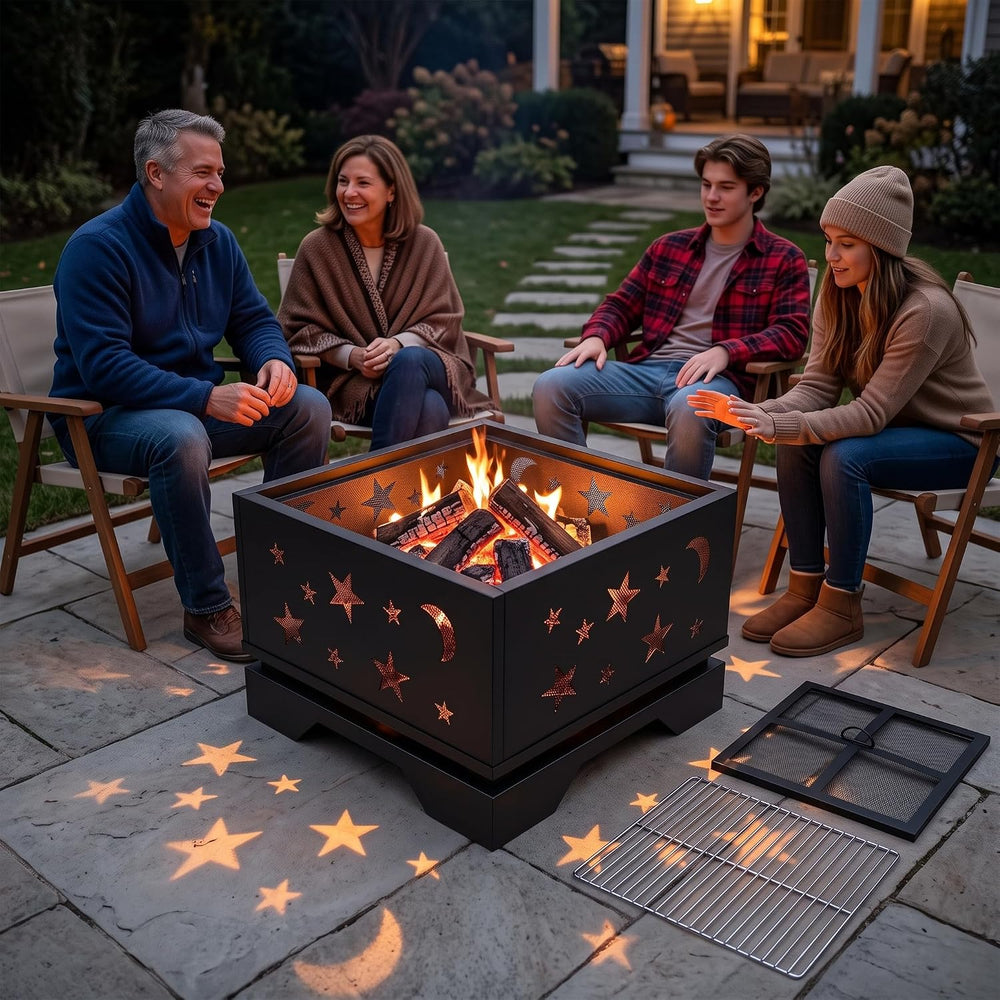 Fire Beauty Heavy Duty Square Cutout 2-in-1 Outdoor Fire Pit & Grill