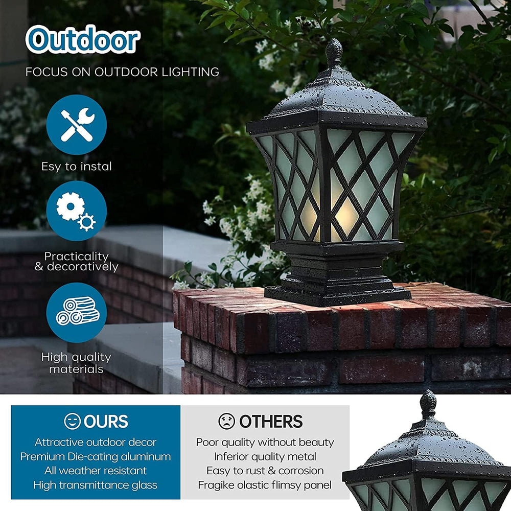 Large Post Lights Outdoor, 18.9″ H Aluminum Column Lights Waterproof, Hard Wi...
