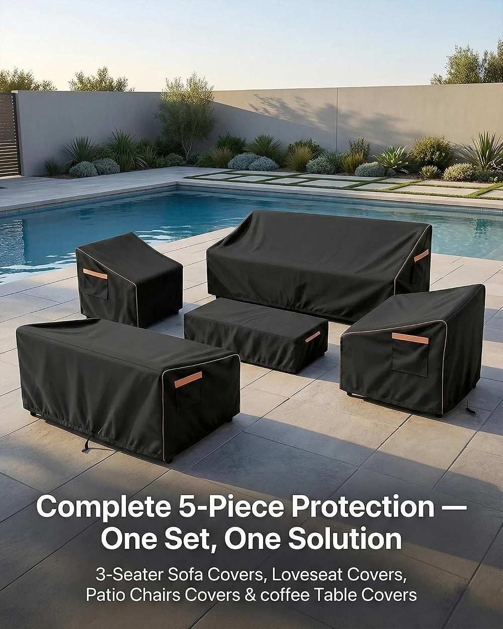 Patio Furniture Cover Set, 5-Piece Outdoor Furniture Cover Waterproof, 600D H...