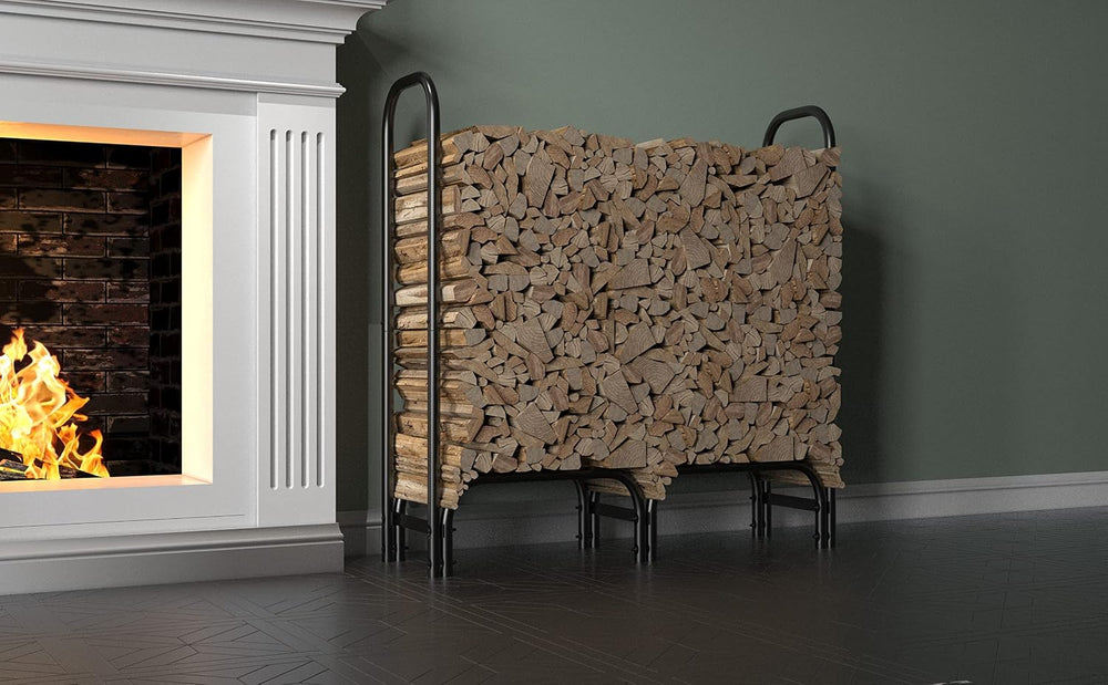 4ft Firewood Rack Heavy Duty Indoor Outdoor Firewood Storage Log Rack with Co...