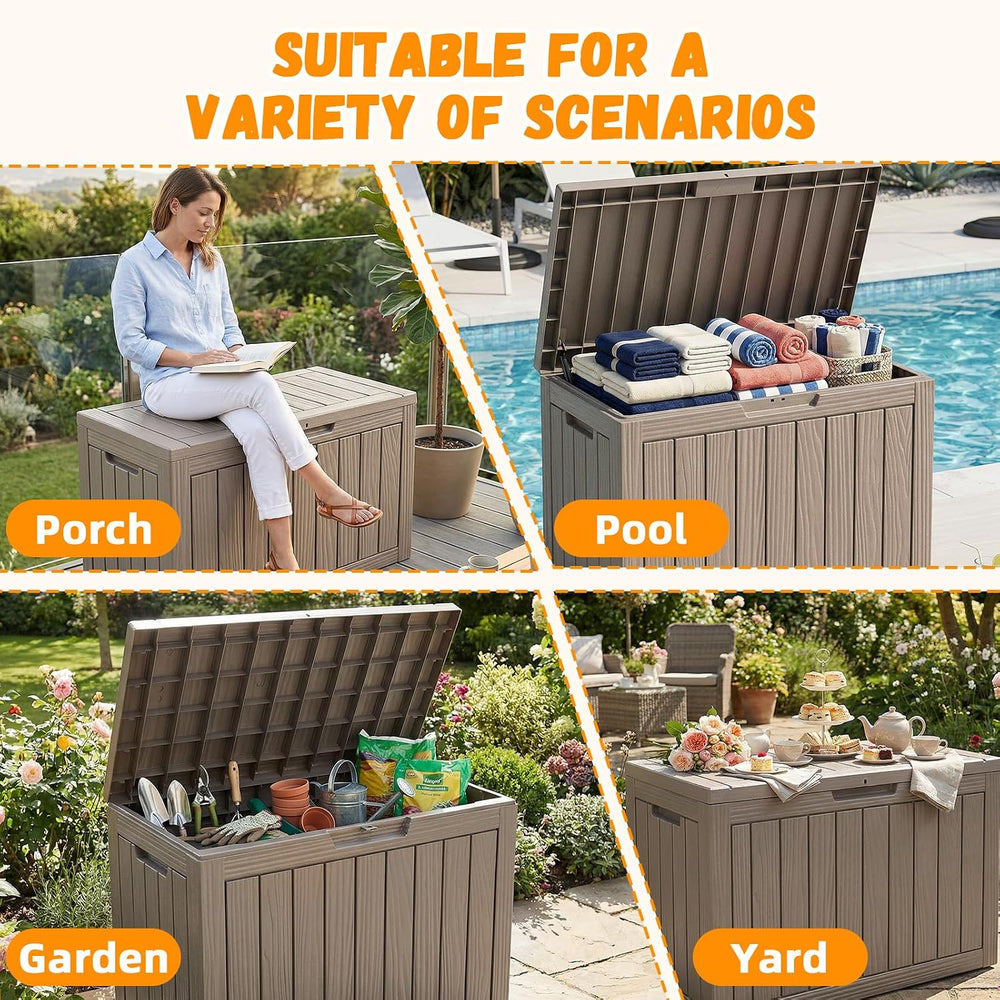 ROJIK 55 Gal Waterproof Deck Box Durable Outdoor Storage Box