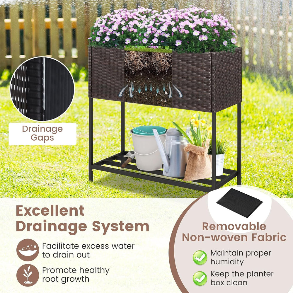 Giantex Raised Garden Bed with Legs, 28" x12" Rattan Elevated Plant...