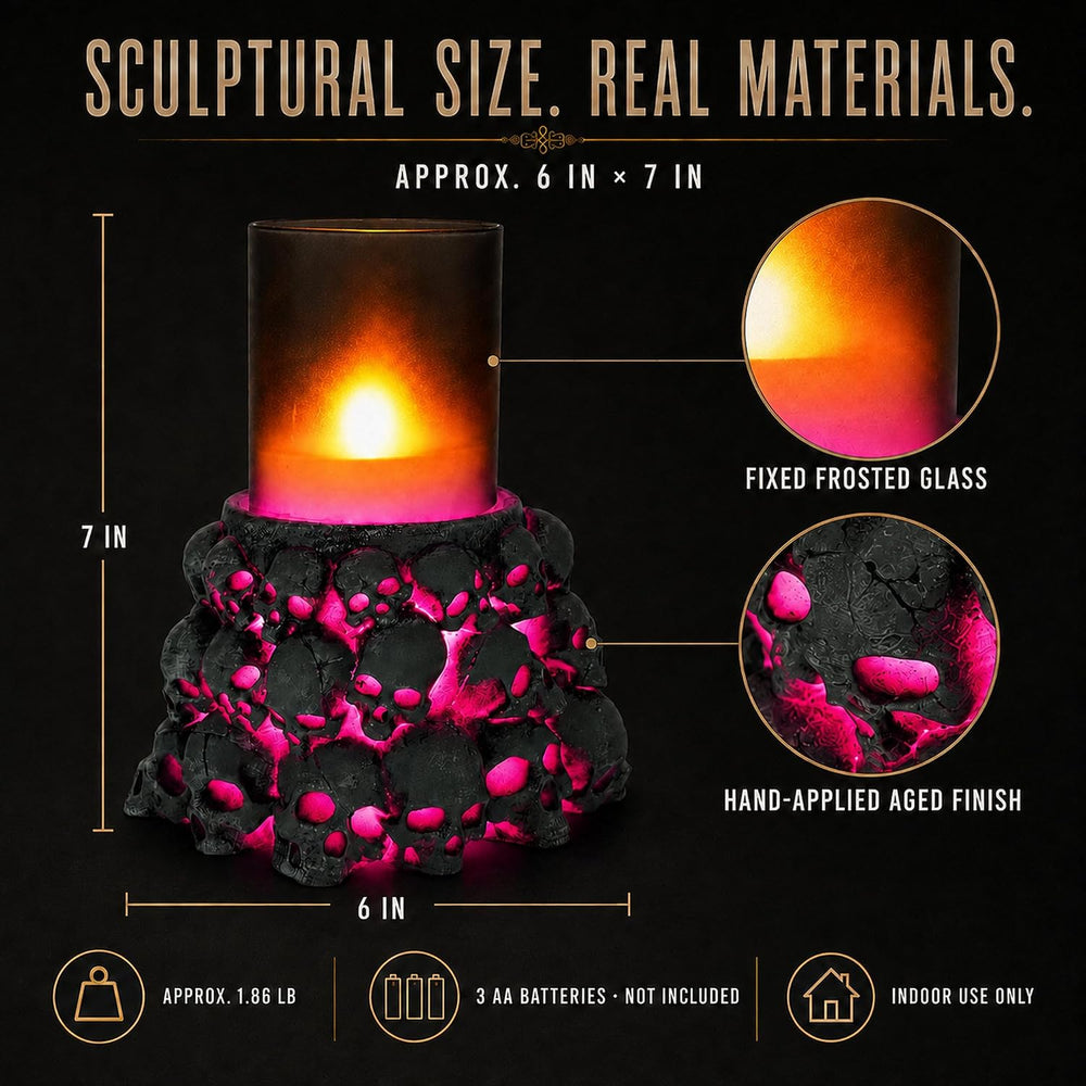 Skull Flameless Candle with Timer, Gothic Decor, Halloween Decor