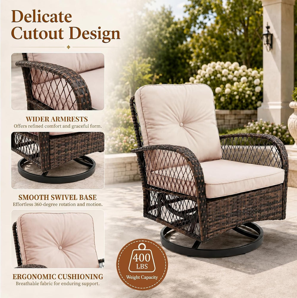 Outdoor Swivel Rocker Patio Chairs, 3 Piece Patio Furniture Set