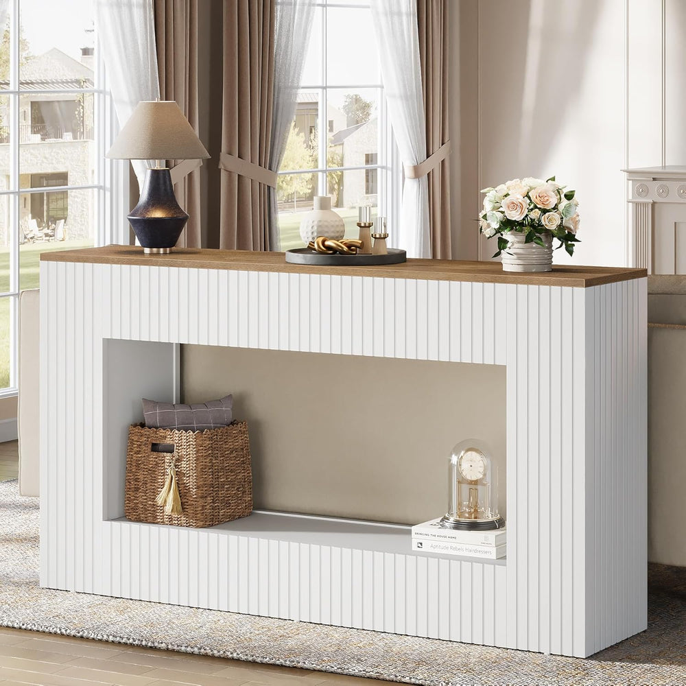 Tribesigns Modern Console Table, 55-Inch Wood Entryway Table with Storage, Na...