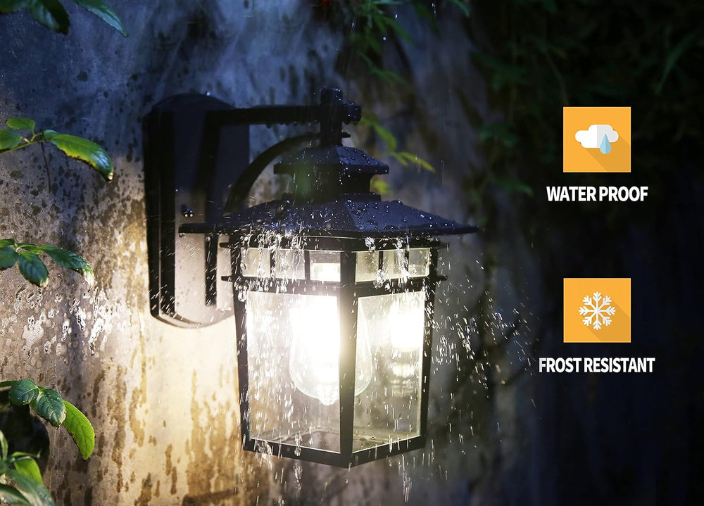 Modern Porch Light Wall Mount Black Exterior Wall Lantern for House Front Por...