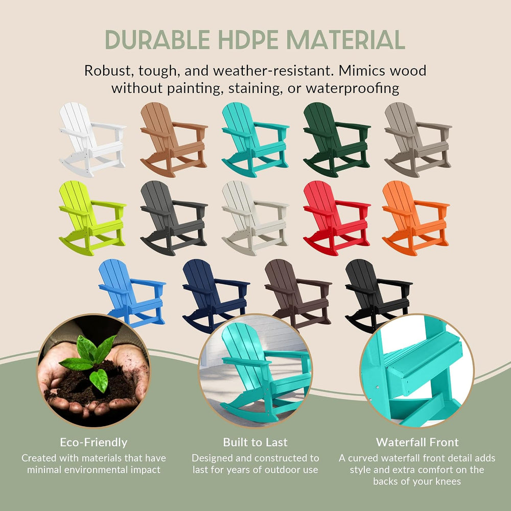 WestinTrends Malibu Outdoor Patio Rocking Adirondack Chairs with Side Table S...
