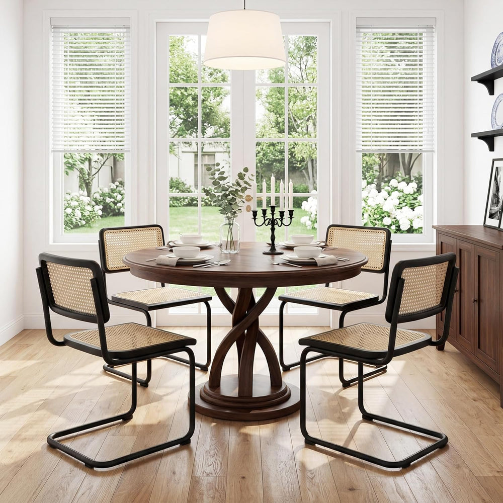 Flouki Rattan Dining Chairs Set of 4, Boho Accent Chairs for Kitchen Room wit...