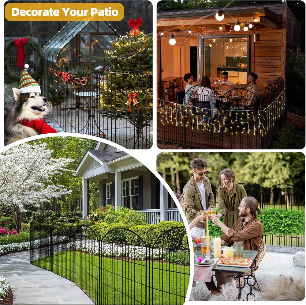 COLRASN 5 Panels No Dig Decorative Garden Dog Fence Outdoor for Yard, 48in(H)...