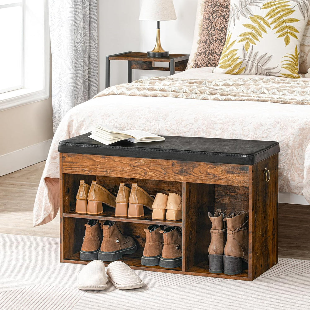 HOOBRO Shoe Storage Bench with Cushion, 32.3'' Entryway Bench with Li...