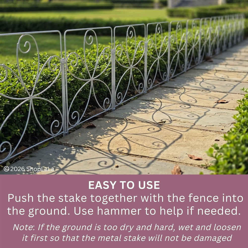 ShopLaLa Garden Fence (10 Panels) 12.5in(L) x 16.5in(H) Rustproof White Metal...