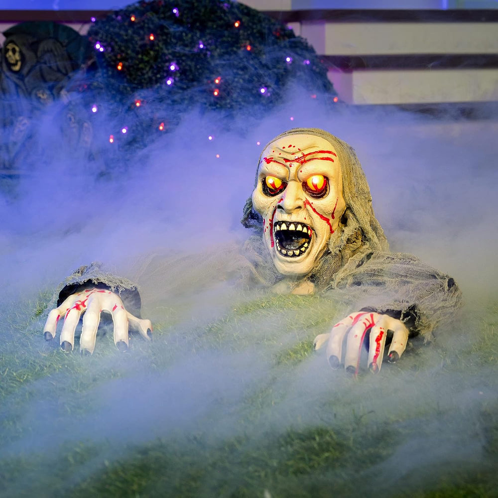 JOYIN Halloween Decorations Outdoor Light-Up Zombie Groundbreaker with bloods...