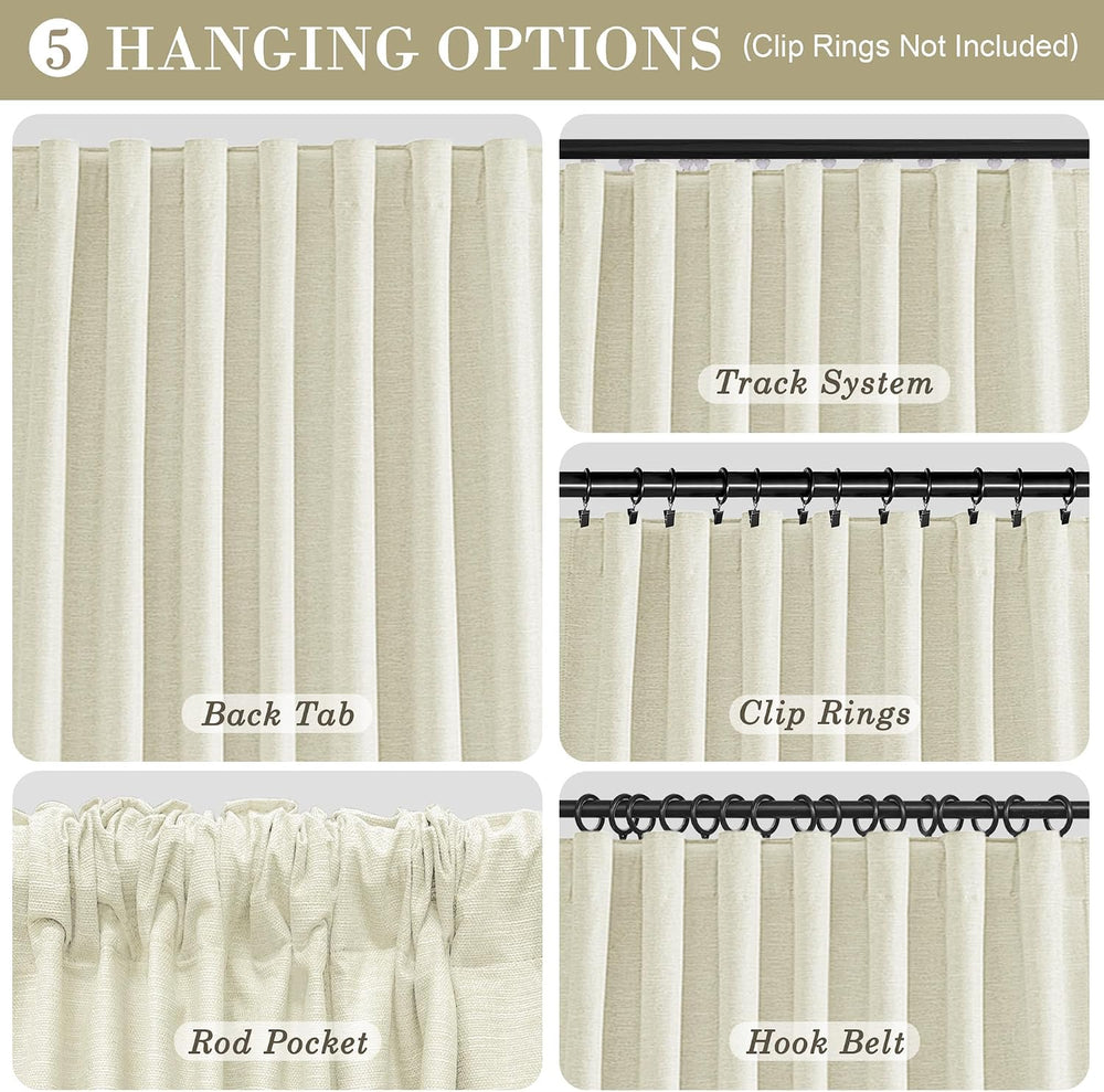 UHITECH Cream Yellow Black Out Curtains 108 Inch Long 2 Panels Set, 50" W