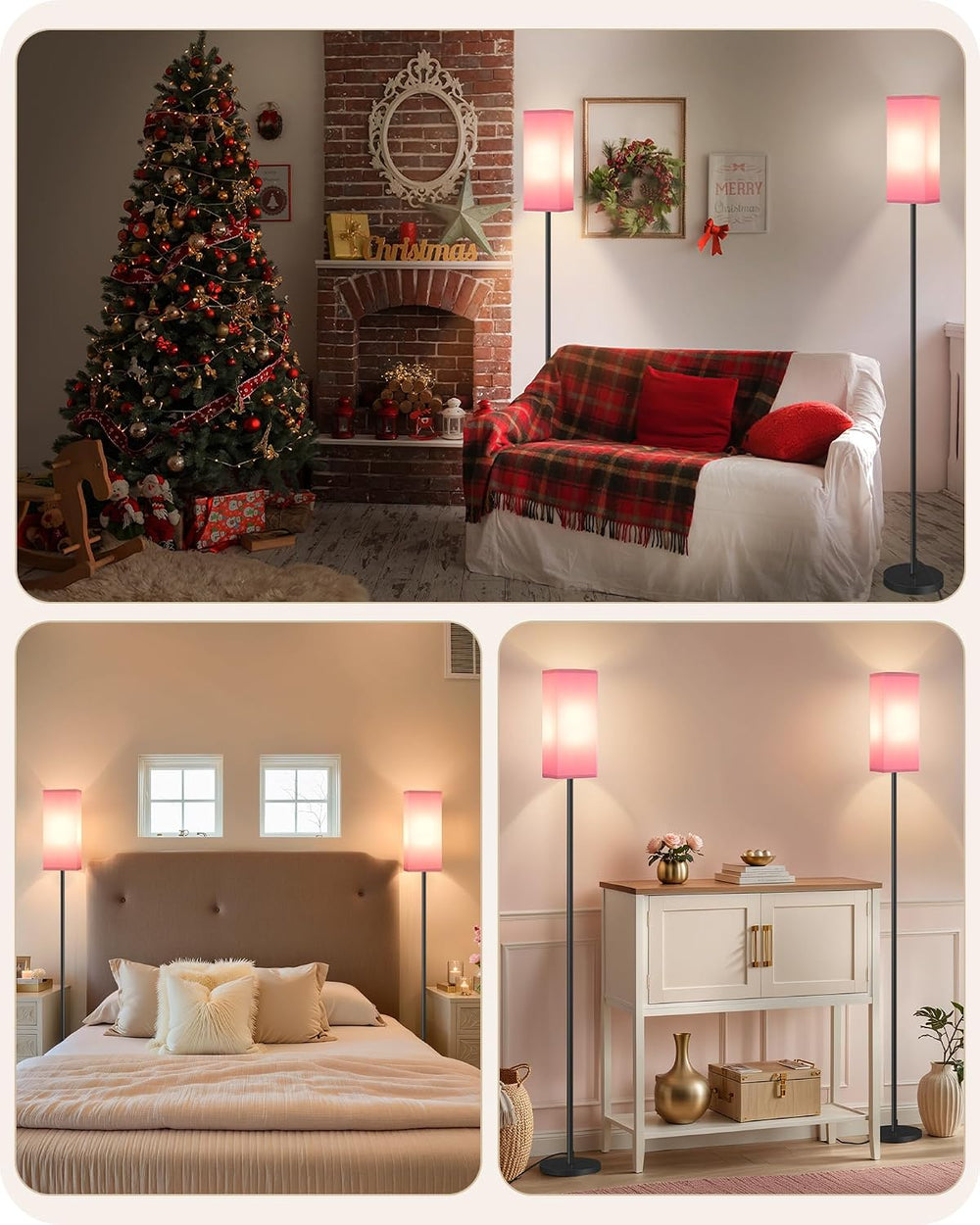 2 Pack Floor Lamp, Pole Lamp with Foot Switch, Modern Standing Lampshade, Min...