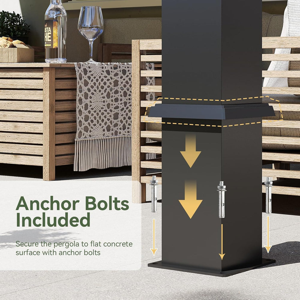 Aoxun Louvered Pergola 10x12, 3.8" Thick Posts, 82.5 MPH Wind Resistance