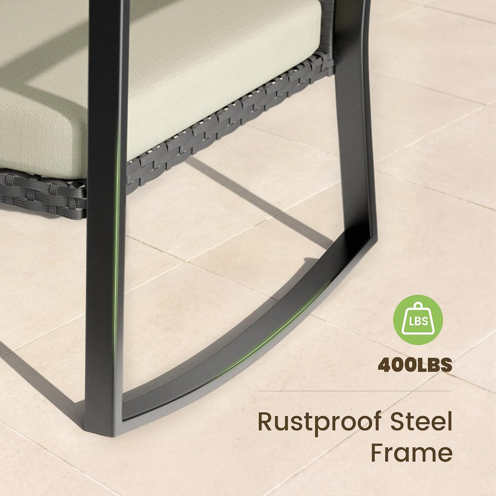 Rocking Patio Bistro Sets - All-Weather - 3 Piece Rattan Conversation Furnitu...