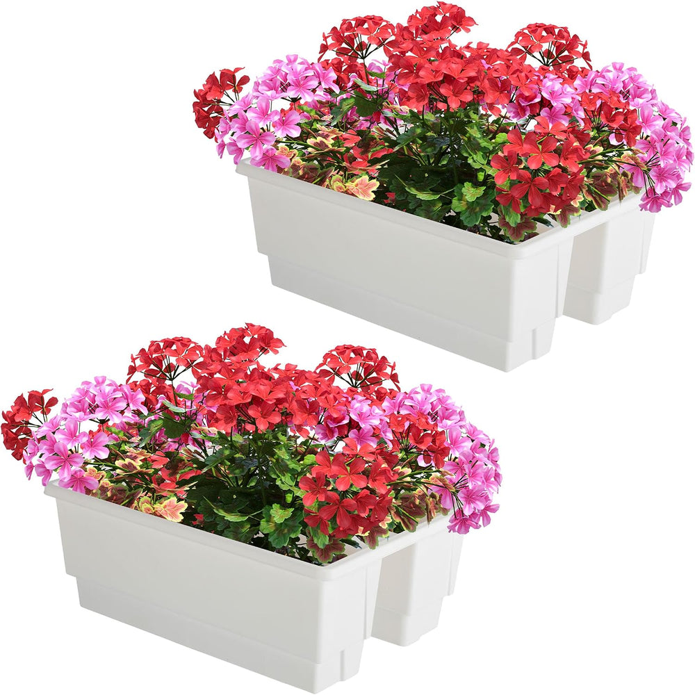Railing Planter Box 2-Pack - 20.75-Inch Flower Boxes with Removable Drainage ...