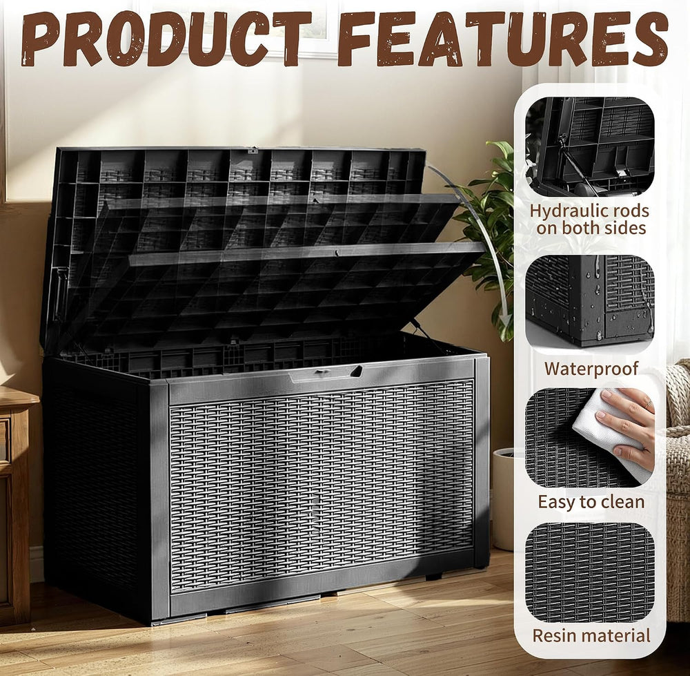 Vixzen 121 Gal Waterproof Outdoor Storage Box Lockable Deck Box