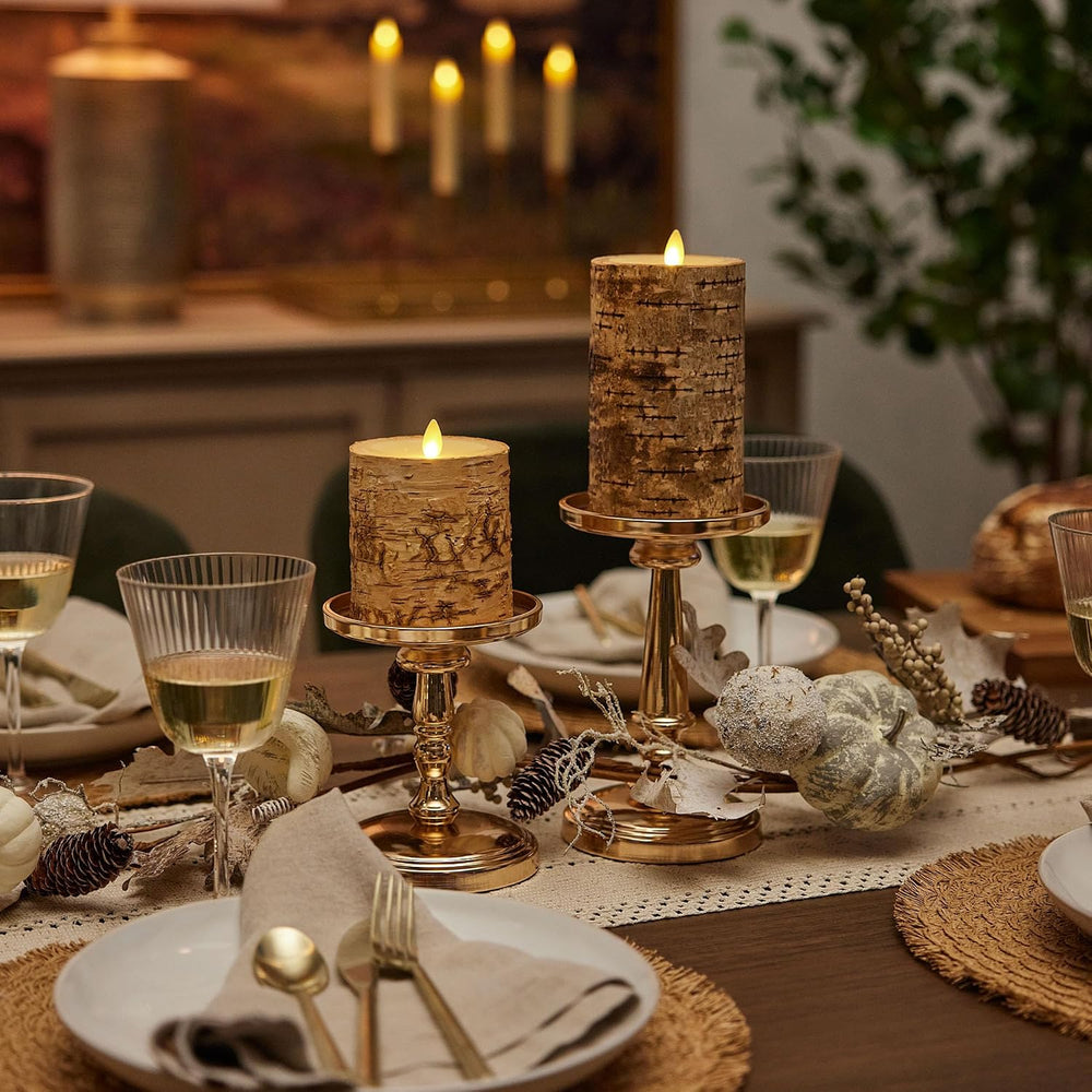 Luminara Real Birch Bark Wrapped Flameless LED Candle, 3.5" x 6.5",...