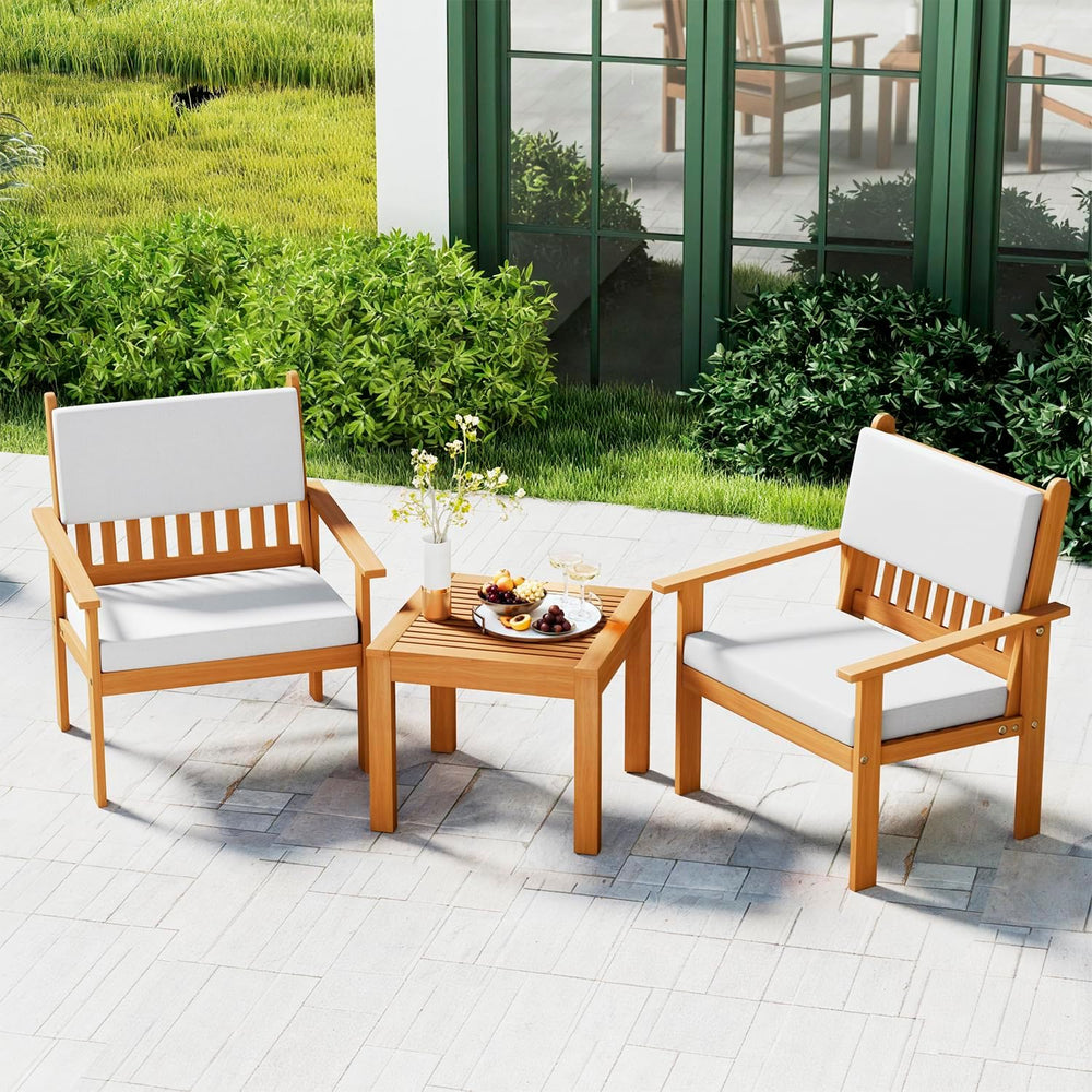 FDW 3-Piece Patio Furniture Set | Natural | Made of Acacia Wood